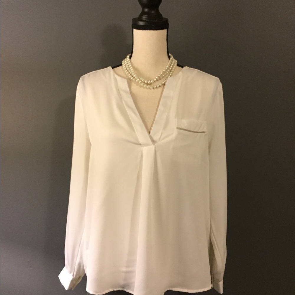 H&M Conscious Collection Cream Long-Sleeve Blouse